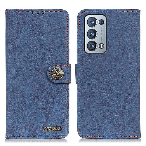 Leather Case Stands Flip Cover Holder A01D for Oppo Reno6 Pro+ Plus 5G Blue