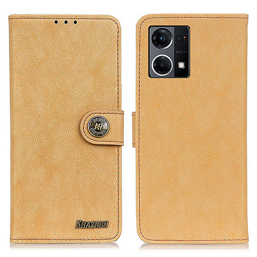 Leather Case Stands Flip Cover Holder A01D for Oppo Reno7 4G Gold