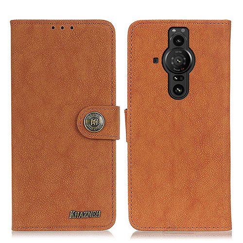 Leather Case Stands Flip Cover Holder A01D for Sony Xperia PRO-I Brown