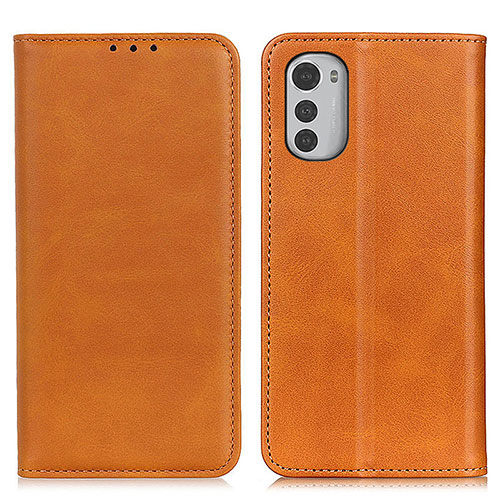 Leather Case Stands Flip Cover Holder A02D for Motorola Moto E32s Light Brown