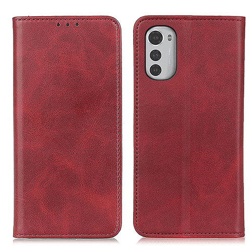 Leather Case Stands Flip Cover Holder A02D for Motorola Moto E32s Red