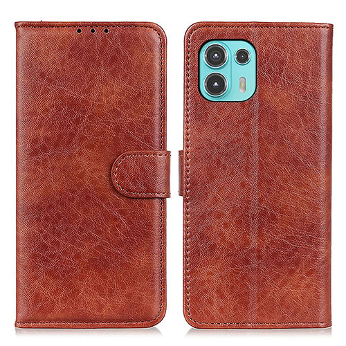 Leather Case Stands Flip Cover Holder A02D for Motorola Moto Edge 20 Lite 5G Brown