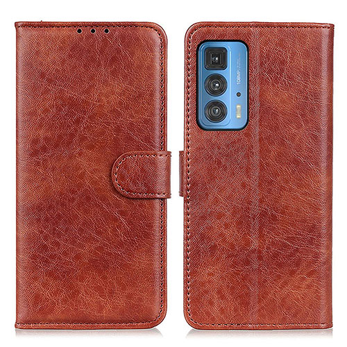 Leather Case Stands Flip Cover Holder A02D for Motorola Moto Edge 20 Pro 5G Brown