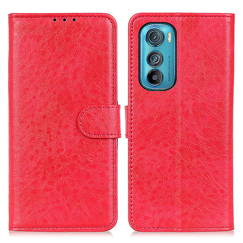 Leather Case Stands Flip Cover Holder A02D for Motorola Moto Edge 30 5G Red
