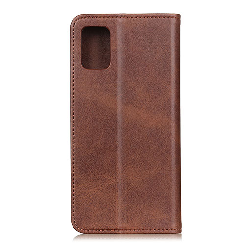 Leather Case Stands Flip Cover Holder A02D for Motorola Moto G100 5G Brown