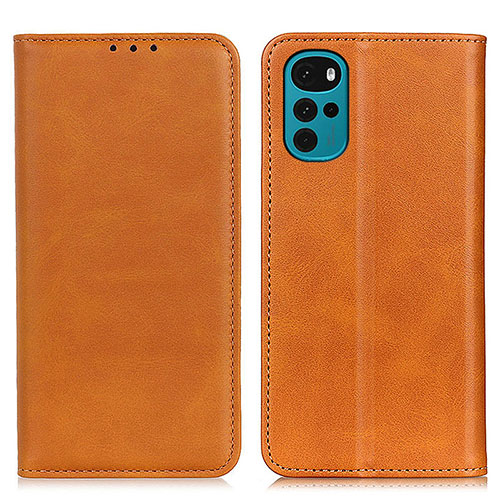 Leather Case Stands Flip Cover Holder A02D for Motorola Moto G22 Light Brown