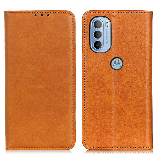Leather Case Stands Flip Cover Holder A02D for Motorola Moto G31 Light Brown