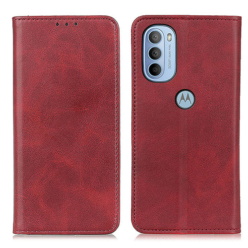 Leather Case Stands Flip Cover Holder A02D for Motorola Moto G31 Red