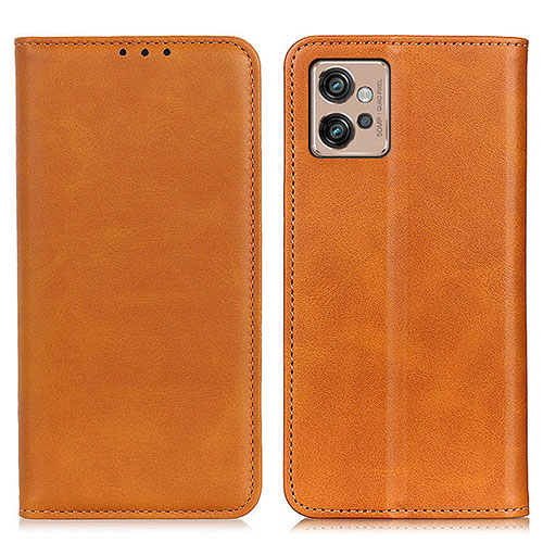 Leather Case Stands Flip Cover Holder A02D for Motorola Moto G32 Light Brown