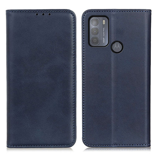 Leather Case Stands Flip Cover Holder A02D for Motorola Moto G50 Blue