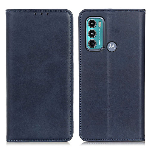Leather Case Stands Flip Cover Holder A02D for Motorola Moto G60 Blue