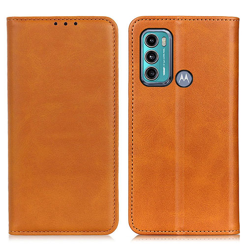 Leather Case Stands Flip Cover Holder A02D for Motorola Moto G60 Light Brown