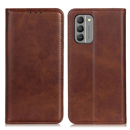 Leather Case Stands Flip Cover Holder A02D for Nokia G400 5G Brown