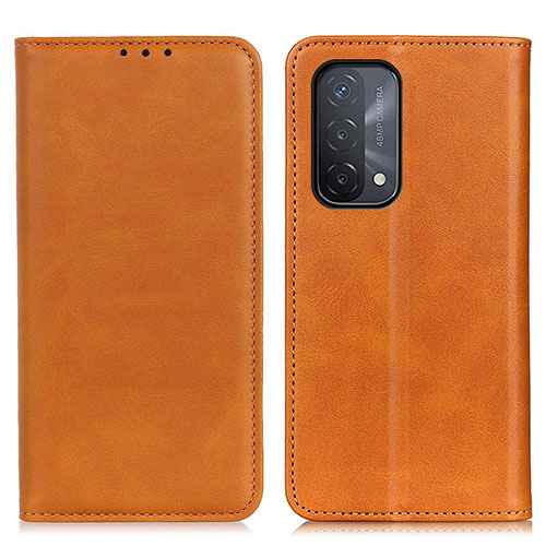 Leather Case Stands Flip Cover Holder A02D for OnePlus Nord N200 5G Light Brown