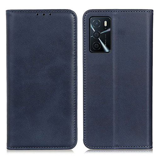 Leather Case Stands Flip Cover Holder A02D for Oppo A16 Blue