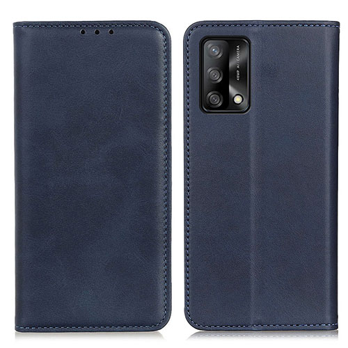 Leather Case Stands Flip Cover Holder A02D for Oppo A74 4G Blue