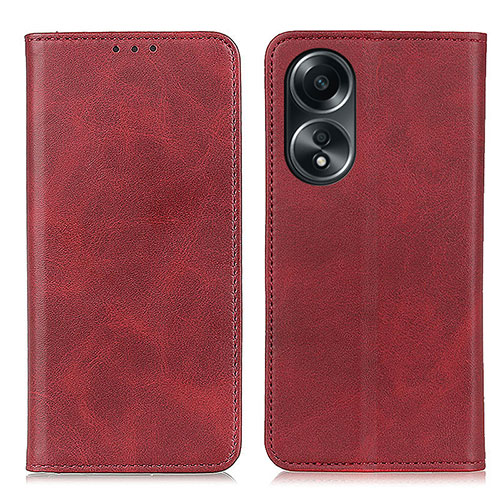 Leather Case Stands Flip Cover Holder A02D for Oppo A78 5G Red