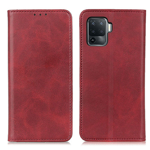 Leather Case Stands Flip Cover Holder A02D for Oppo F19 Pro Red