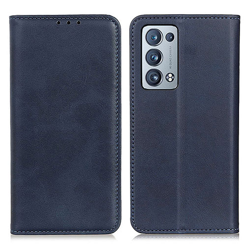 Leather Case Stands Flip Cover Holder A02D for Oppo Reno6 Pro 5G Blue