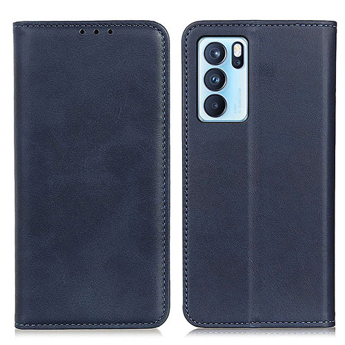Leather Case Stands Flip Cover Holder A02D for Oppo Reno6 Pro 5G India Blue