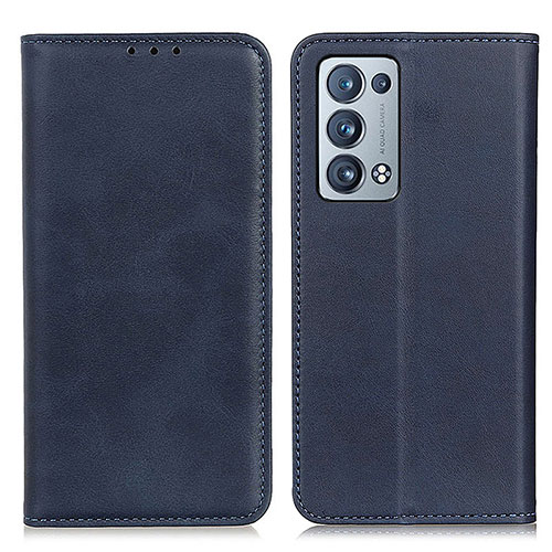Leather Case Stands Flip Cover Holder A02D for Oppo Reno6 Pro+ Plus 5G Blue