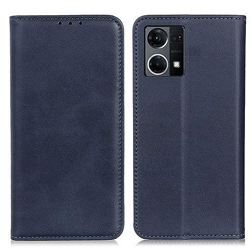 Leather Case Stands Flip Cover Holder A02D for Oppo Reno7 4G Blue