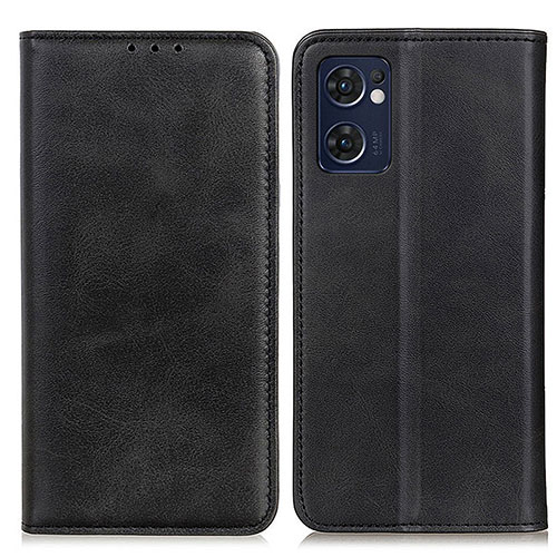 Leather Case Stands Flip Cover Holder A02D for Oppo Reno7 5G Black