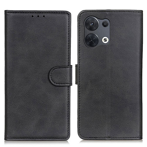 Leather Case Stands Flip Cover Holder A02D for Oppo Reno8 5G Black