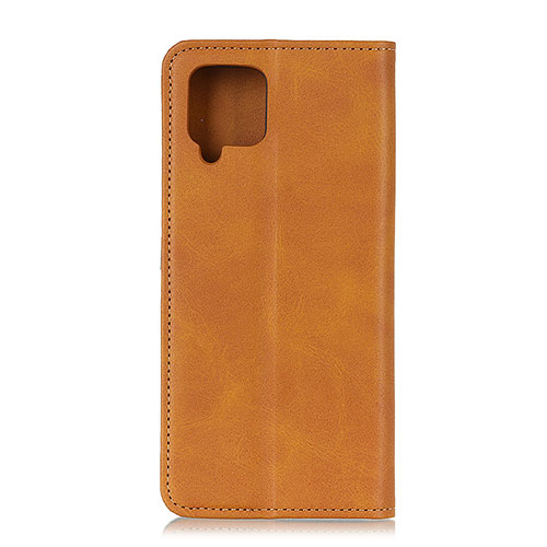 Leather Case Stands Flip Cover Holder A02D for Samsung Galaxy A42 5G Light Brown