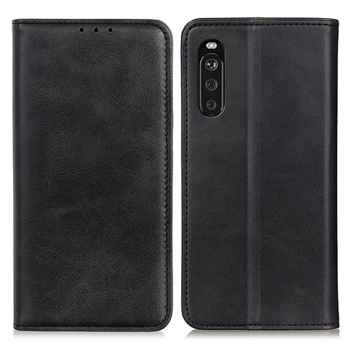 Leather Case Stands Flip Cover Holder A02D for Sony Xperia 10 III Black