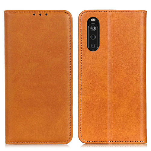 Leather Case Stands Flip Cover Holder A02D for Sony Xperia 10 III Light Brown