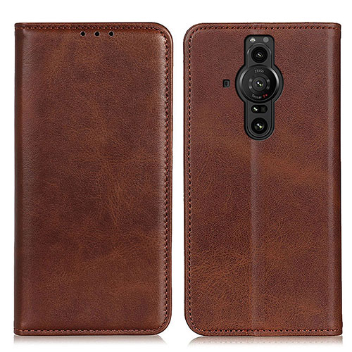 Leather Case Stands Flip Cover Holder A02D for Sony Xperia PRO-I Brown