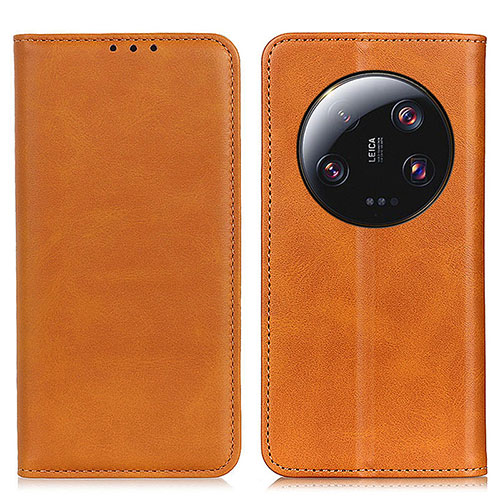Leather Case Stands Flip Cover Holder A02D for Xiaomi Mi 13 Ultra 5G Light Brown