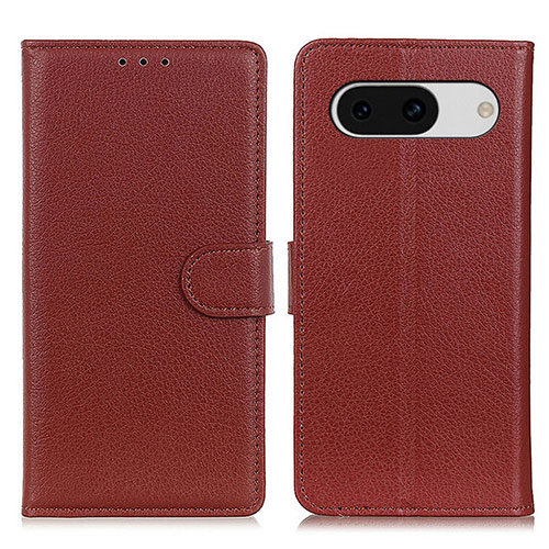 Leather Case Stands Flip Cover Holder A03D for Google Pixel 8a 5G Brown