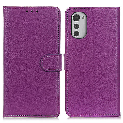 Leather Case Stands Flip Cover Holder A03D for Motorola Moto E32 Purple