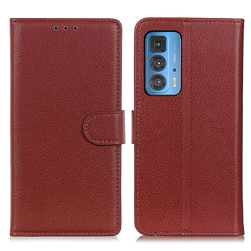 Leather Case Stands Flip Cover Holder A03D for Motorola Moto Edge 20 Pro 5G Brown