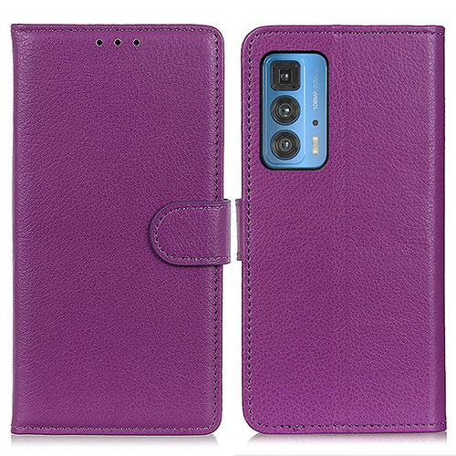 Leather Case Stands Flip Cover Holder A03D for Motorola Moto Edge 20 Pro 5G Purple