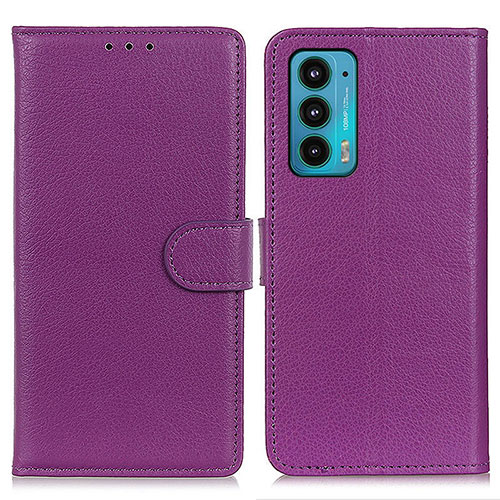 Leather Case Stands Flip Cover Holder A03D for Motorola Moto Edge Lite 5G Purple