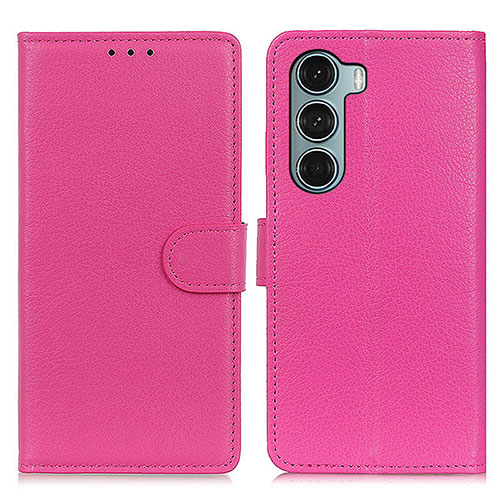 Leather Case Stands Flip Cover Holder A03D for Motorola Moto G200 5G Hot Pink