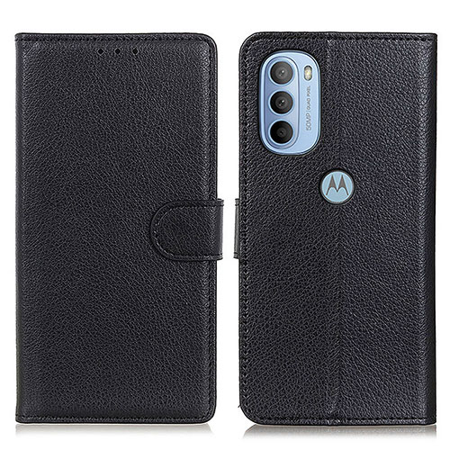 Leather Case Stands Flip Cover Holder A03D for Motorola Moto G31 Black