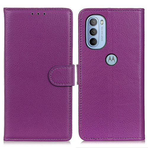 Leather Case Stands Flip Cover Holder A03D for Motorola Moto G31 Purple