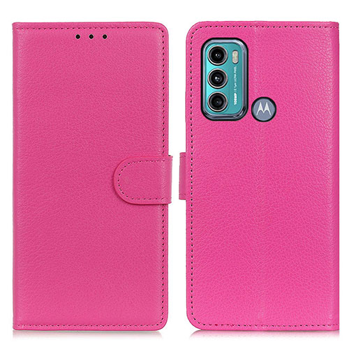 Leather Case Stands Flip Cover Holder A03D for Motorola Moto G40 Fusion Hot Pink