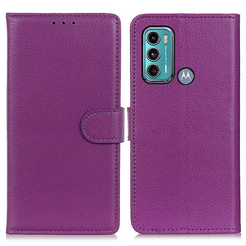 Leather Case Stands Flip Cover Holder A03D for Motorola Moto G40 Fusion Purple