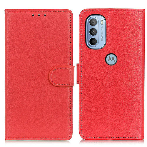 Leather Case Stands Flip Cover Holder A03D for Motorola Moto G41 Red