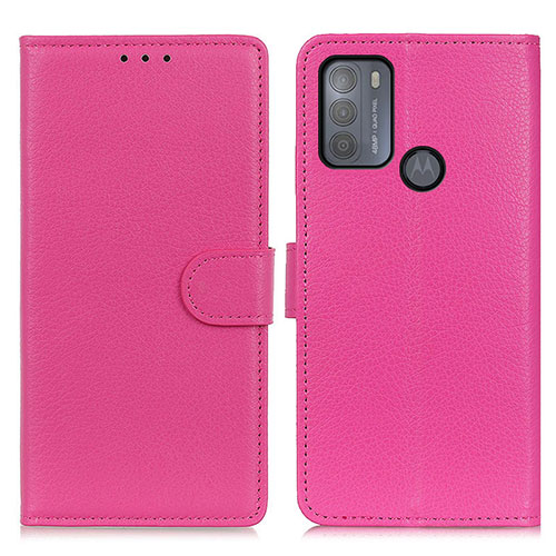 Leather Case Stands Flip Cover Holder A03D for Motorola Moto G50 Hot Pink