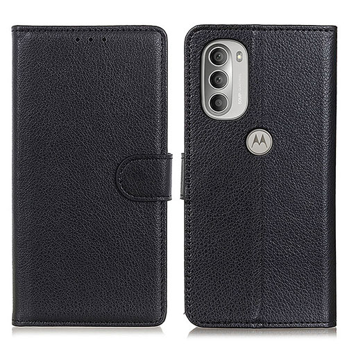 Leather Case Stands Flip Cover Holder A03D for Motorola Moto G51 5G Black