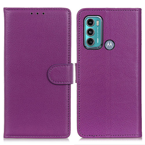 Leather Case Stands Flip Cover Holder A03D for Motorola Moto G60 Purple