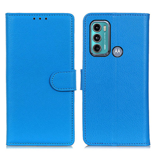 Leather Case Stands Flip Cover Holder A03D for Motorola Moto G60 Sky Blue