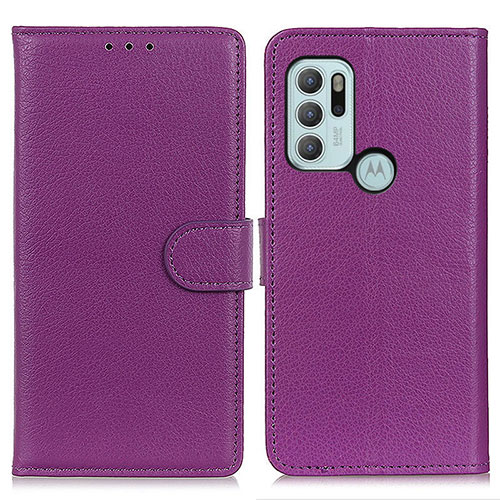 Leather Case Stands Flip Cover Holder A03D for Motorola Moto G60s Purple