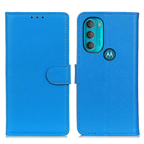 Leather Case Stands Flip Cover Holder A03D for Motorola Moto G71 5G Sky Blue